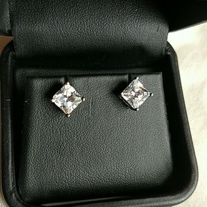 Silver Square Cubic Zirconia Earrings!!